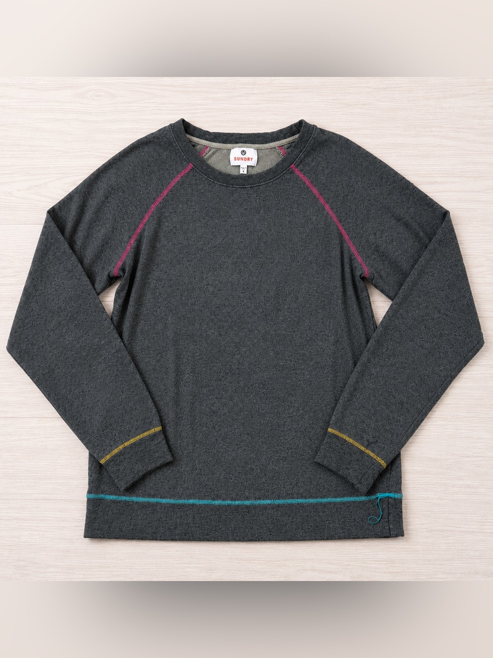 Sundry Charcoal Gray Lounge Set with Pink and Teal Stitching